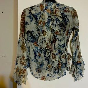 Blue brown blouse